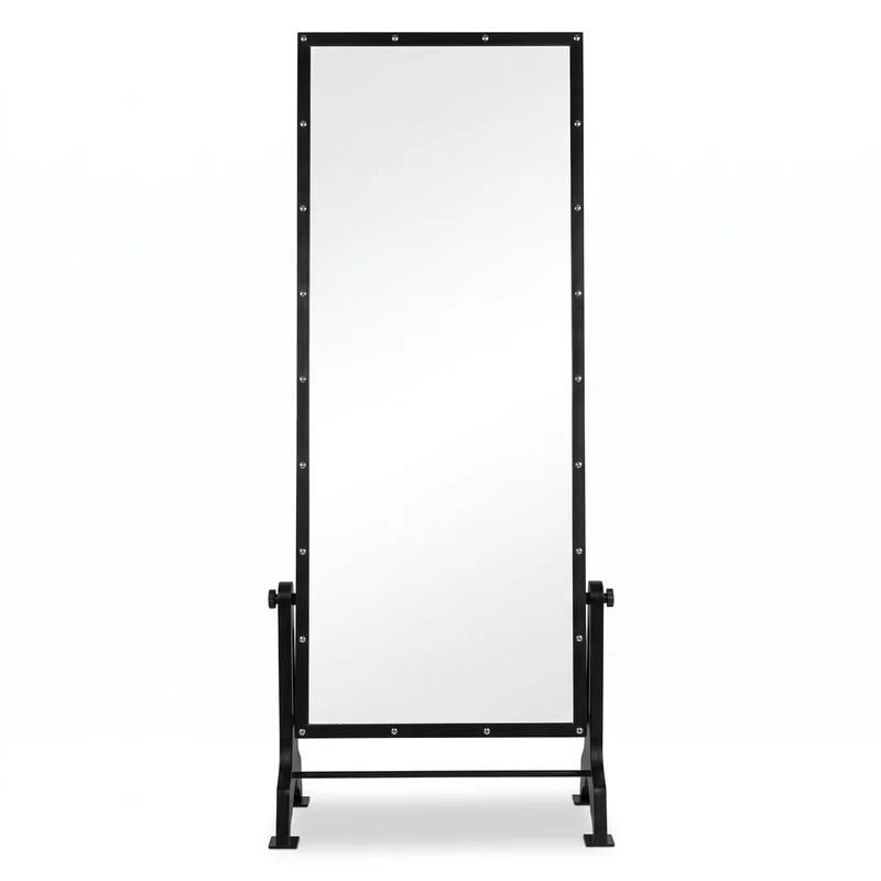 Casa Padrino Industrie Stil Standspiegel Schwarz 76 x 47 x H. 190 cm - Schwenkbarer Schlafzimmer Spiegel - Industrie Stil Schlafzimmer Möbel