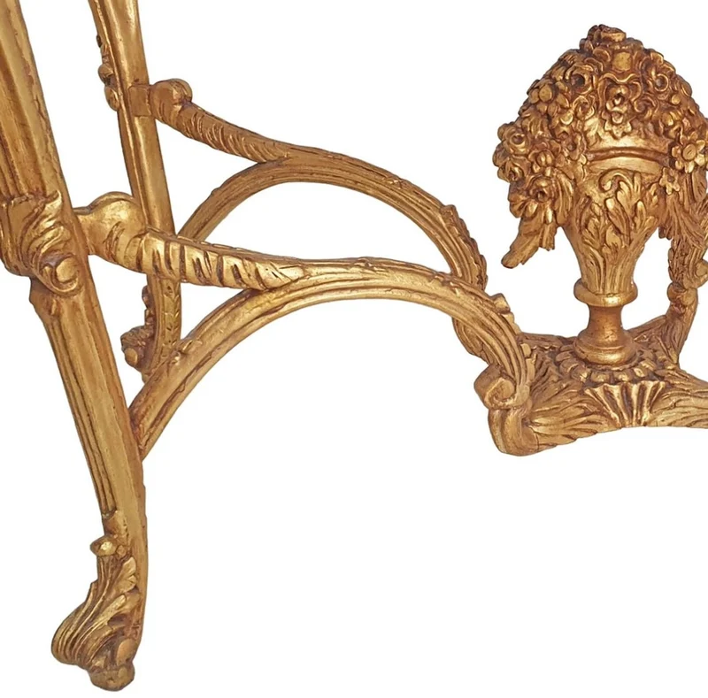 Casa Padrino Barock Beistelltisch Gold / Grau - Rechteckiger Antik Stil Tisch mit Marmorplatte - Wohnzimmer Möbel im Barockstil - Antik Stil Möbel - Barock Möbel