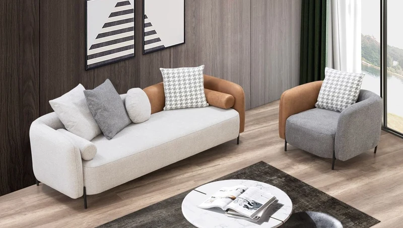 Casa Padrino Luxus Sofa Hellgrau / Braun / Schwarz 255 x 90 x H. 70 cm - Wohnzimmer Sofa - Wohnzimmer Möbel - Luxus Möbel - Luxus Einrichtung