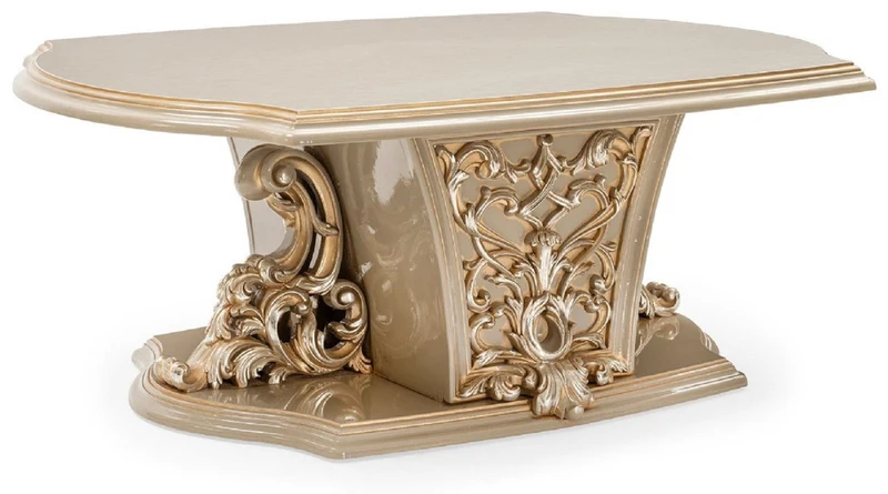 Casa Padrino Luxus Barock Wohnzimmer Set Silber / Grau / Gold - 2 Barock Sofas & 2 Barock Sessel & 1 Barock Couchtisch - Handgefertigte Wohnzimmer Möbel im Barockstil - Edel & Prunkvoll