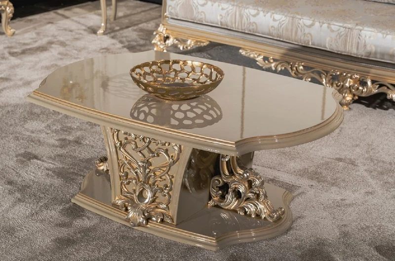 Casa Padrino Luxus Barock Wohnzimmer Set Silber / Grau / Gold - 2 Barock Sofas & 2 Barock Sessel & 1 Barock Couchtisch - Handgefertigte Wohnzimmer Möbel im Barockstil - Edel & Prunkvoll