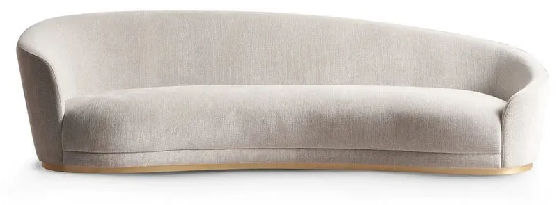 Casa Padrino Luxus Sofa Hellgrau / Messing 308 x 110 x H. 90 cm - Gebogenes Wohnzimmer Sofa - Hotel Sofa - Wohnzimmer Möbel - Hotel Möbel - Luxus Möbel - Luxus Einrichtung - Wohnzimmer Einrichtung