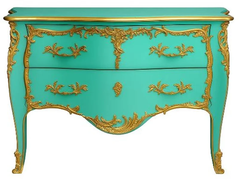 Casa Padrino Barock Kommode mit 2 Schubladen Antik Mintgrün / Gold - Handgefertigte Massivholz Kommode im Barockstil - Handgefertigte Barock Möbel - Edel & Prunkvoll