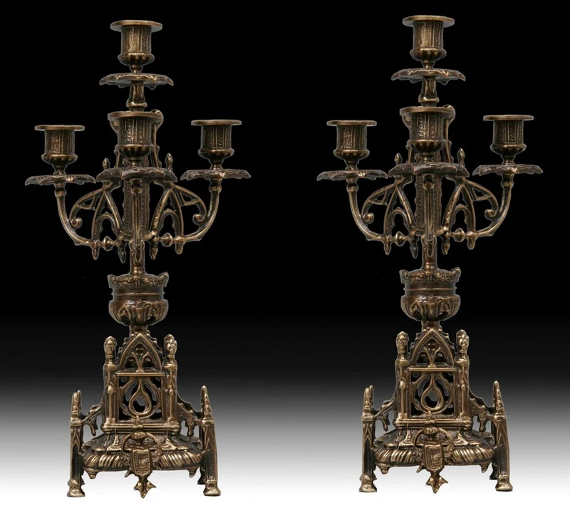 Casa Padrino Luxus Barock Bronze Kerzenhalter Set Ø 21 x H. 41 cm - Handgefertigte Barockstil Bronze Kerzenständer - Barock Deko Accessoires - Barock Interior - Barock Möbel - Edel & Prunkvoll
