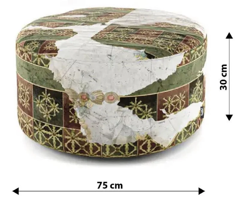 Casa Padrino Luxus Fußhocker Grün / Mehrfarbig Ø 75 x H. 30 cm - Runder Samt Hocker - Wohnzimmer Möbel - Hotel Möbel - Luxus Möbel - Luxus Einrichtung