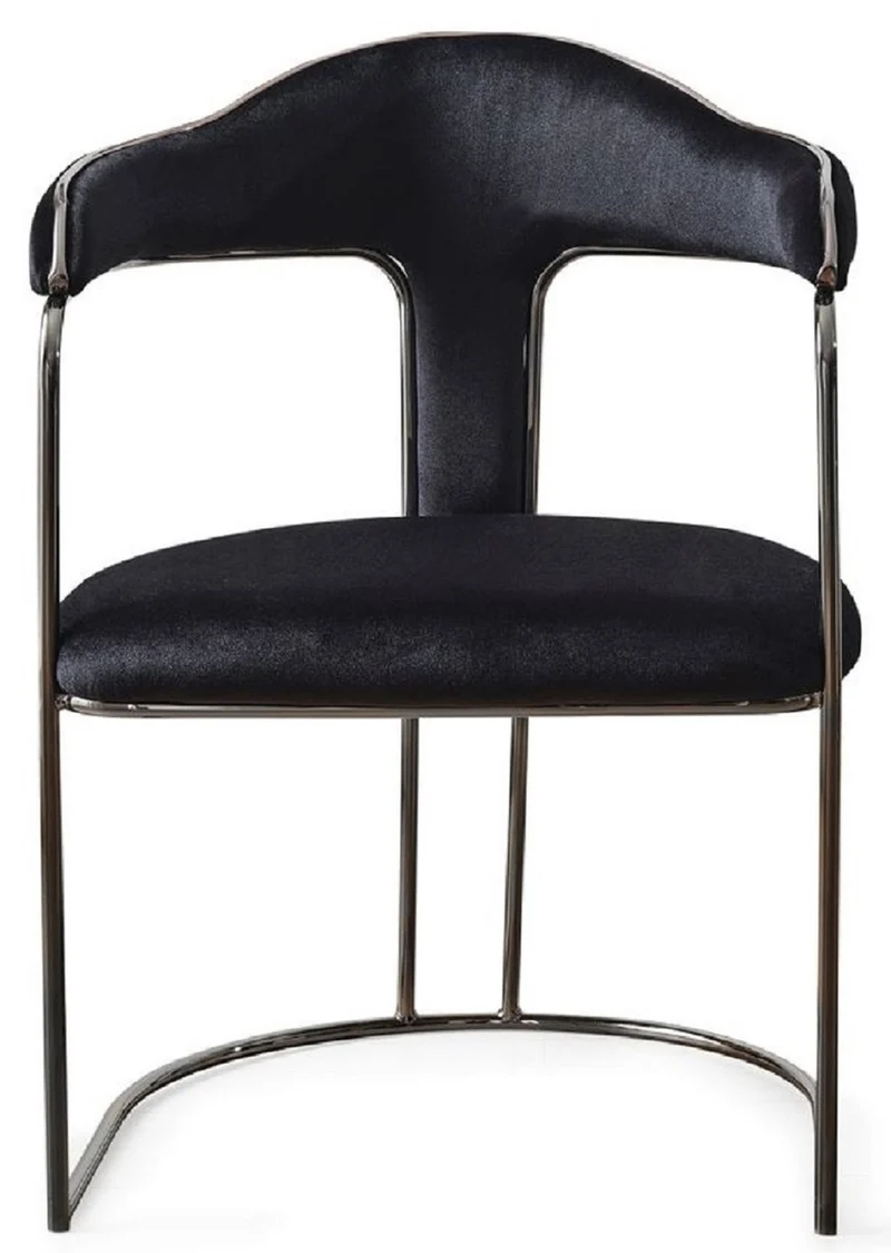 Casa Padrino Luxus Art Deco Esszimmer Stuhl 6er Set mit Armlehnen Schwarz / Bronze 60 x 58 x H. 92 cm - Esszimmer Möbel - Restaurant Möbel - Art Deco Möbel - Luxus Möbel