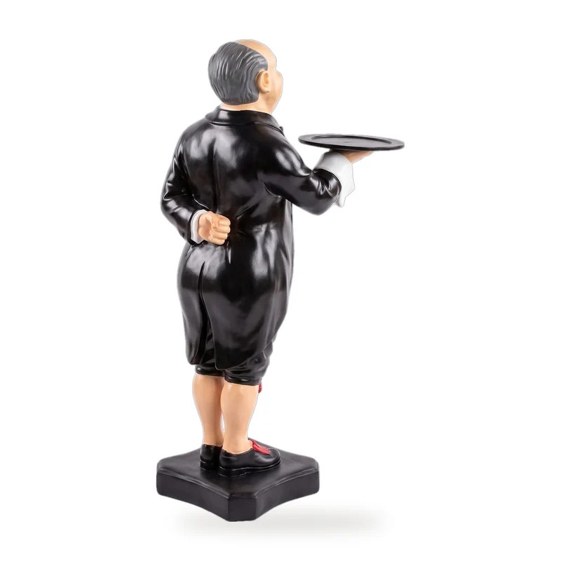 Casa Padrino Luxus Deko Figur Buttler Mehrfarbig 36 x 44 x H. 94 cm - Kunstharz Deko Skulptur - Deko Accessoires