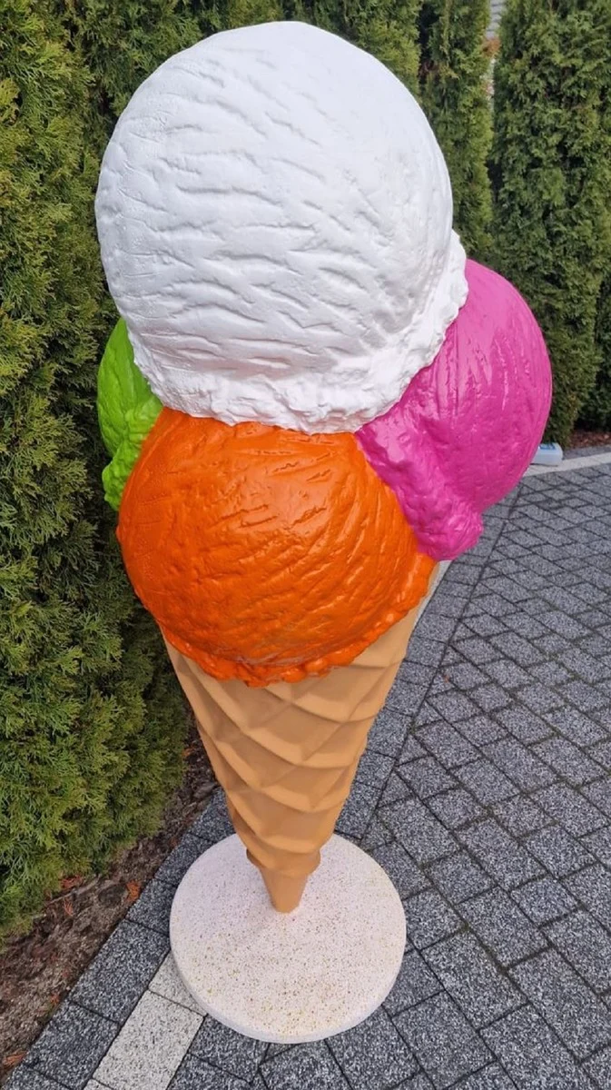 Casa Padrino Luxus Deko Eis im Hörnchen Mehrfarbig H. 185 cm - Großes Deko Eis - Wetterbeständiges XXL Deko Eis - Restaurant Dekoration - Gastronomie Dekoration - Eisdielen Dekoration