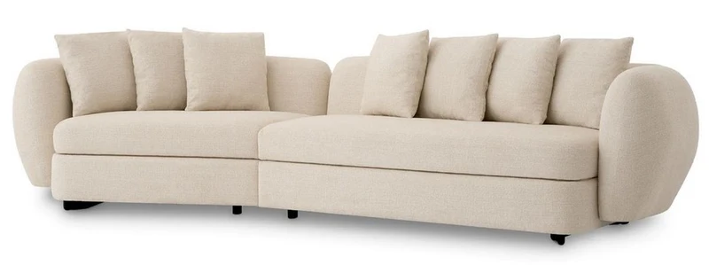 Casa Padrino Luxus Sofa Beige / Schwarz 314 x 130 x H. 68 cm - Gebogenes Wohnzimmer Sofa - Hotel Sofa - Wohnzimmer Möbel - Hotel Möbel - Luxus Möbel - Luxus Einrichtung