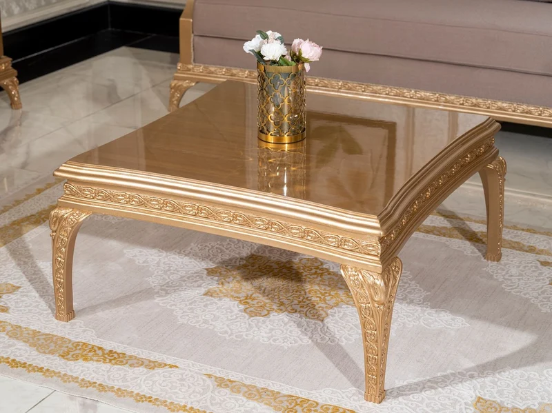Casa Padrino Luxus Barock Couchtisch Gold - Quadratischer Barockstil Wohnzimmertisch - Barockstil Wohnzimmer Möbel - Handgefertigte Barock Möbel - Luxus Möbel im Barockstil - Edel & Prunkvoll
