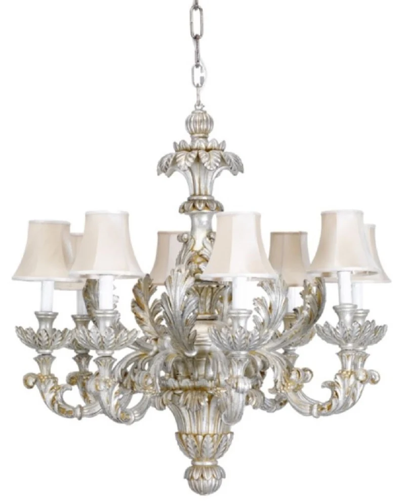 Casa Padrino Luxus Barock Kronleuchter Silber / Gold Ø 79 x H. 82 cm - Prunkvoller Barockstil Wohnzimmer Kronleuchter - Edel & Prunkvoll - Luxus Qualität - Made in Italy
