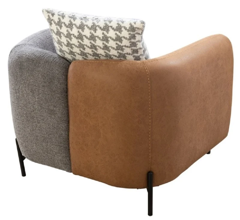 Casa Padrino Luxus Sessel Grau / Braun / Schwarz 80 x 90 x H. 70 cm - Wohnzimmer Sessel - Hotel Sessel - Wohnzimmer Möbel - Luxus Möbel - Wohnzimmer Einrichtung - Luxus Einrichtung