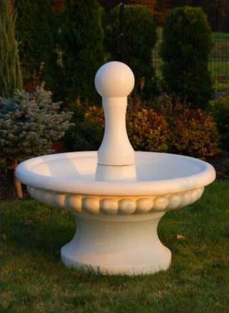 Casa Padrino Barock Springbrunnen Sandfarben Ø 120 x H. 129 cm - Prunkvoller Gartenbrunnen im Barockstil - Runder Gartendeko Stein Brunnen - Barock Garten Deko Accessoires