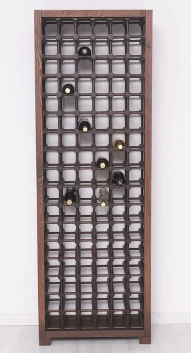 Casa Padrino Landhausstil Massivholz Weinschrank Braun / Schwarz 68 x 35 x H. 200 cm - Massivholz Weinregal im Landhausstil - Massivholz Bar Möbel - Landhausstil Bar Möbel
