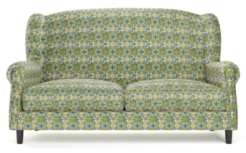 Casa Padrino Luxus Samt Sofa Grün / Mehrfarbig / Schwarz / Messing 155 x 93 x H. 101 cm - Wohnzimmer Sofa - Hotel Sofa - Wohnzimmer Möbel - Hotel Möbel - Luxus Möbel - Wohnzimmer Einrichtung