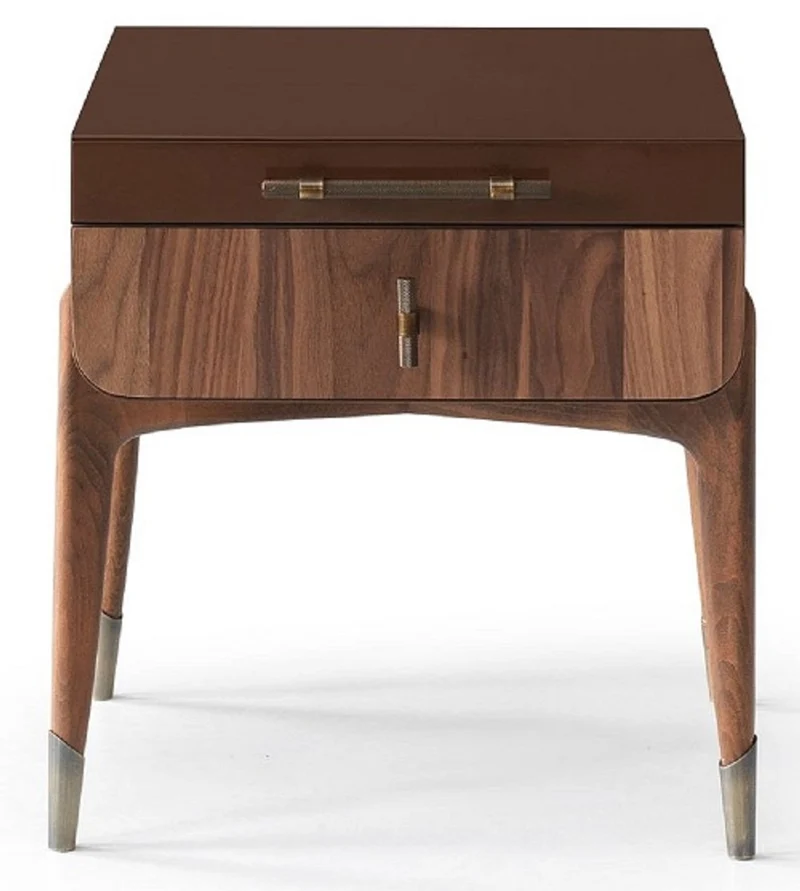 Casa Padrino Luxus Schlafzimmer Set Hellbraun / Braun - 1 Doppelbett mit Kopfteil & 2 Nachtkommoden - Luxus Schlafzimmer Möbel - Luxus Schlafzimmer Einrichtung
