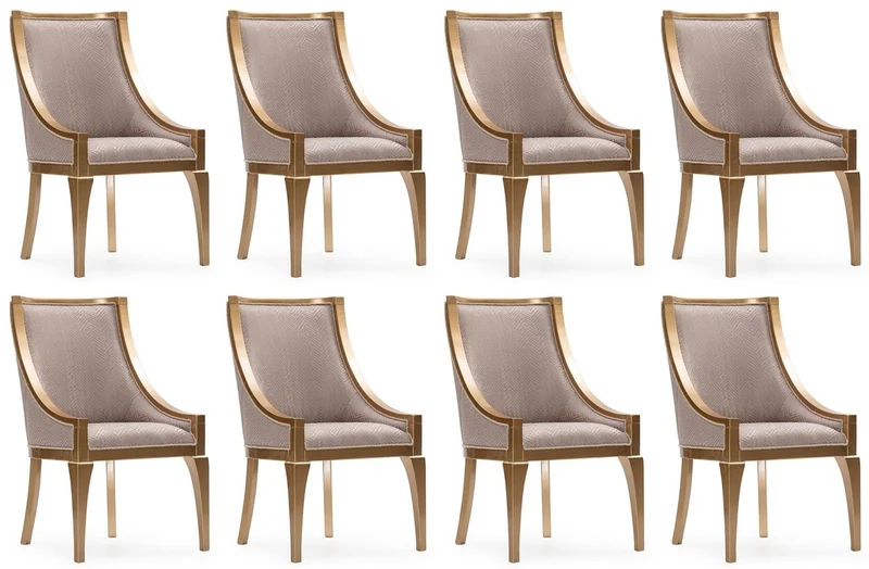 Casa Padrino Luxus Barock Esszimmer Stuhl 8er Set Grau / Gold - Barockstil Küchen Stühle - Prunkvolle Luxus Esszimmer Möbel im Barockstil - Barock Esszimmer Möbel - Edel & Prunkvoll