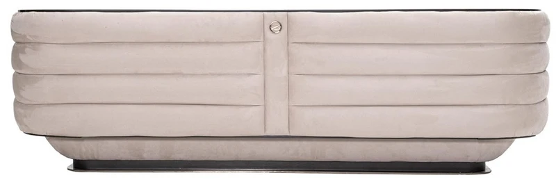 Casa Padrino Luxus Sofa Creme / Grau / Schwarz / Gold 275 x 95 x H. 80 cm - Wohnzimmer Sofa - Hotel Sofa - Wohnzimmer Möbel - Wohnzimmer Einrichtung - Hotel Möbel - Luxus Möbel - Luxus Einrichtung