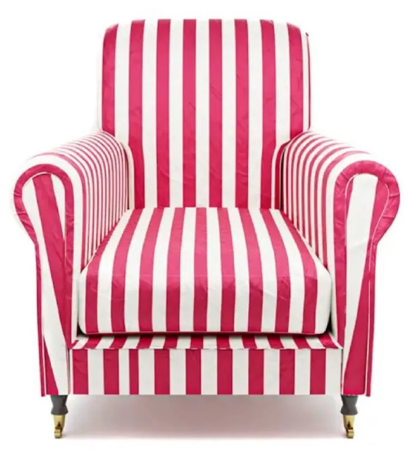 Casa Padrino Luxus Samt Sessel mit Streifen Rot / Weiß / Schwarz / Messing 82 x 91 x H. 94 cm - Wohnzimmer Sessel - Hotel Sessel - Wohnzimmer Möbel - Hotel Möbel - Luxus Möbel - Luxus Einrichtung