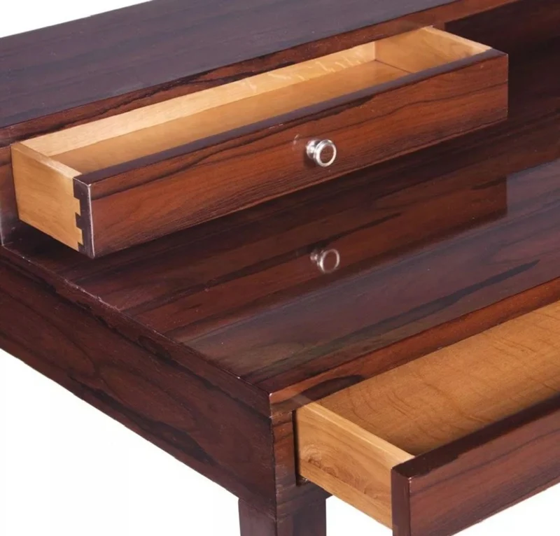 Casa Padrino Luxus Art Deco Schreibtisch mit 5 Schubladen Dunkelbraun 140 x 55 x H. 86 cm - Massivholz Bürotisch - Büro Möbel - Art Deco Möbel - Luxus Möbel