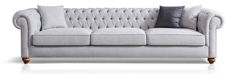 Casa Padrino Luxus Chesterfield Sofa Grau / Braun 300 x 100 x H. 77 cm - Wohnzimmer Sofa - Hotel Sofa - Wohnzimmer Möbel - Chesterfield Möbel - Luxus Möbel - Luxus Einrichtung
