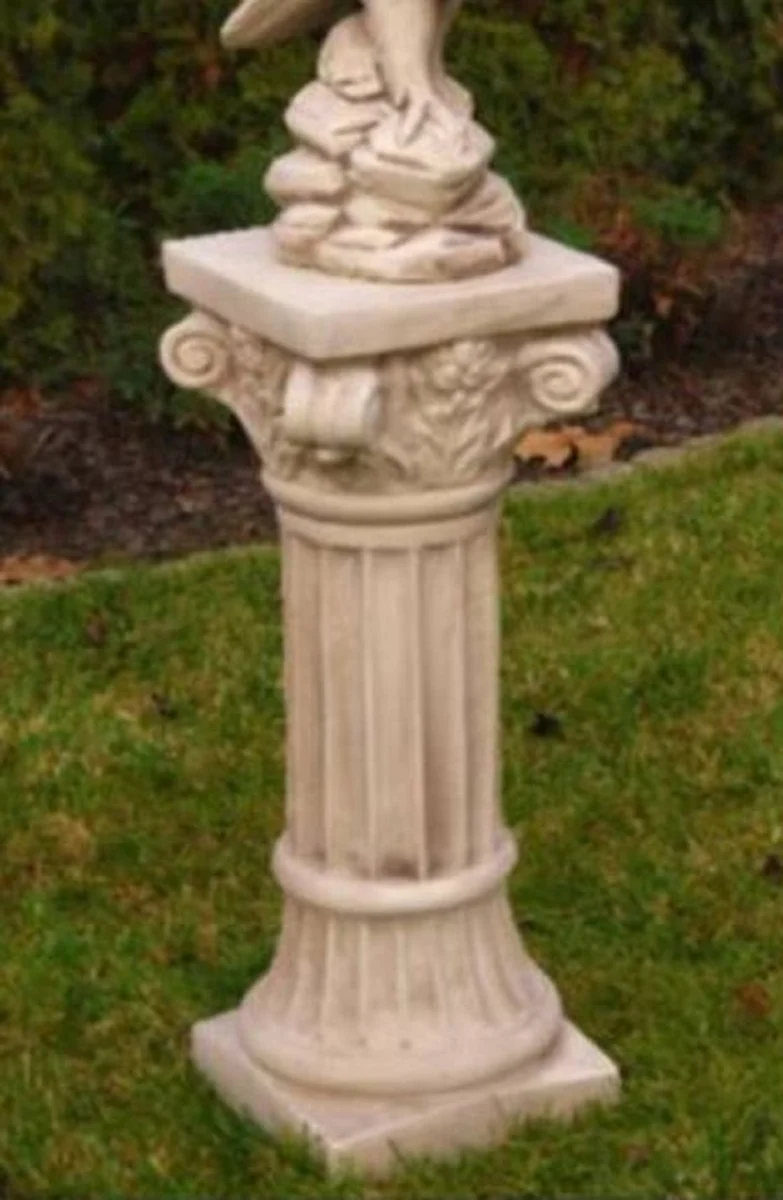 Casa Padrino Barock Säule Beige H. 76 cm - Prunkvolle Gartensäule im Barockstil - Gartendeko Stein Säule - Barock Garten & Terrassen Deko Accessoires
