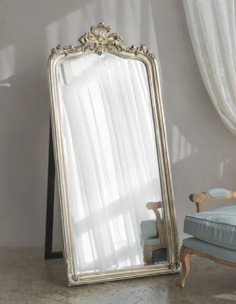 Casa Padrino Luxus Barock Standspiegel Antik Silber - Prunkvoller Barockstil Spiegel - Luxus Schlafzimmer Möbel im Barockstil - Barock Möbel - Luxus Qualität - Made in Italy