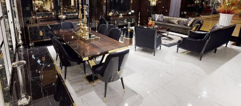 Casa Padrino Luxus Möbel Set Dunkelbraun / Schwarz / Gold - 1 Luxus Sideboard mit 6 Türen & 2 Luxus Wandspiegel - Luxus Möbel - Luxus Einrichtung