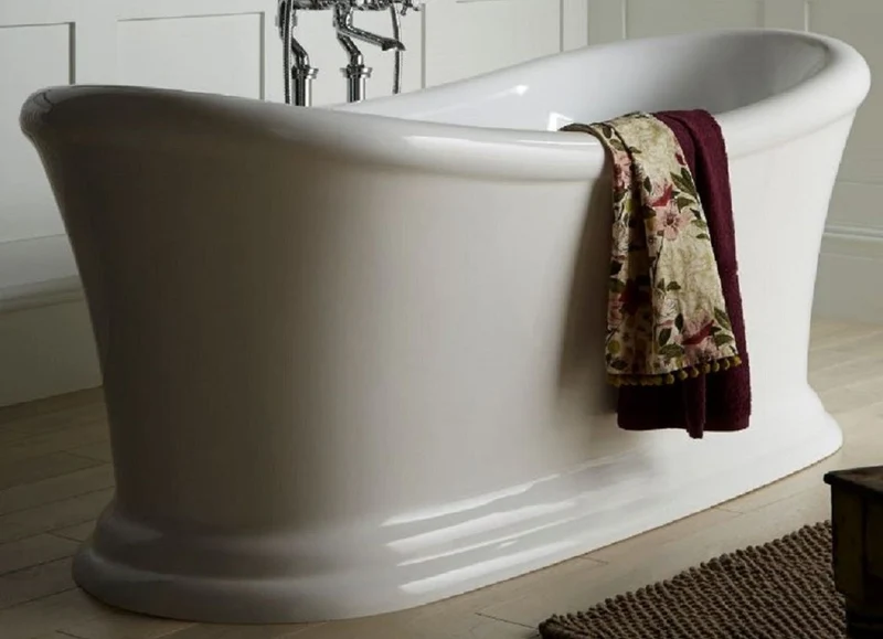 Casa Padrino Luxus Jugendstil Acryl Badewanne Weiß 177,5 x 88,5 x H. 74,5 cm - Gebogene freistehende Retro Antik Badewanne - Barock & Jugendstil Badezimmer Möbel