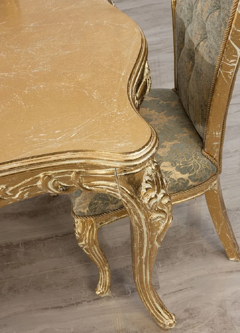 Casa Padrino Luxus Barock Esszimmer Stuhl 8er Set Grün / Antik Gold - Prunkvolle Barockstil Küchen Stühle - Luxus Barockstil Esszimmer Möbel - Barock Esszimmer Möbel - Barockstil Möbel