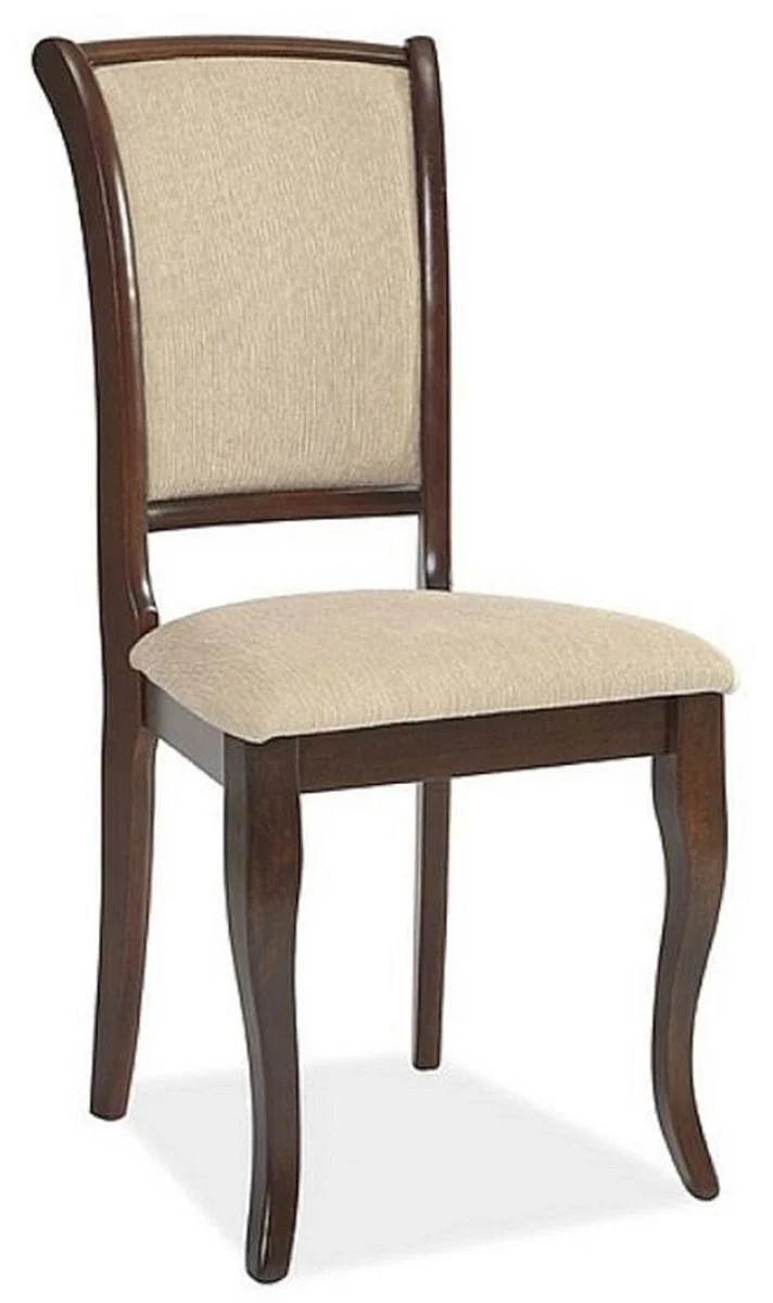 Casa Padrino Jugendstil Esszimmer Stuhl 6er Set Creme / Dunkelbraun 44 x 44 x H. 96 cm - Elegante Massivholz Küchen Stühle - Barock & Jugendstil Esszimmer Möbel