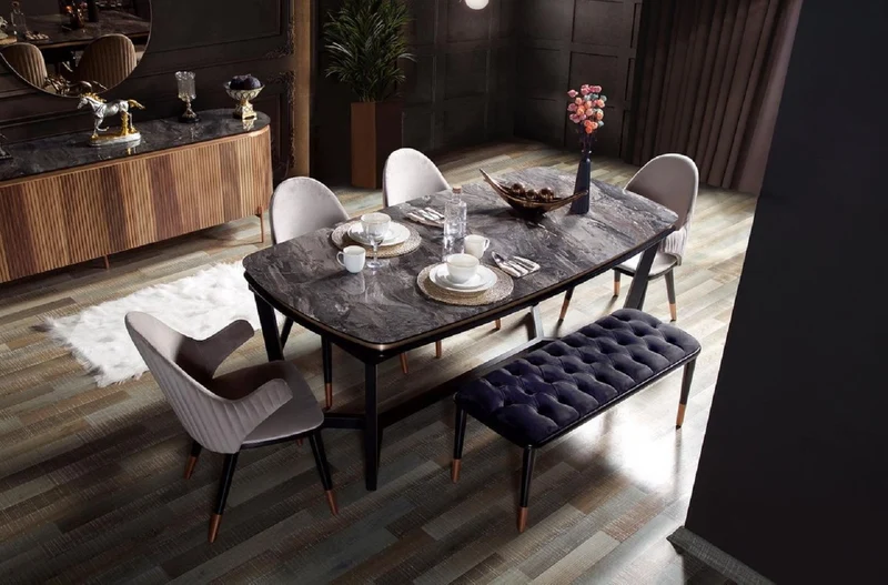 Casa Padrino Luxus Esstisch Schwarz / Kupfer 207 x 104 x H. 78 cm - Rechteckiger Küchentisch - Esszimmer Möbel - Esszimmer Einrichtung - Luxus Möbel - Luxus Einrichtung
