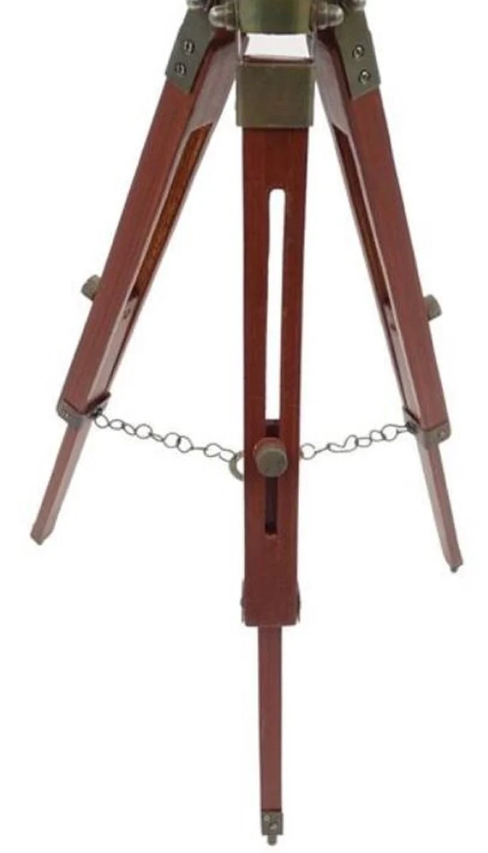 Casa Padrino Deko Globus Mehrfarbig / Braun / Antik Messing H. 78 cm - Höhenverstellbarer Globus mit Dreibein Stativ - Büro Deko - Wohnzimmer Deko - Deko Accessoires