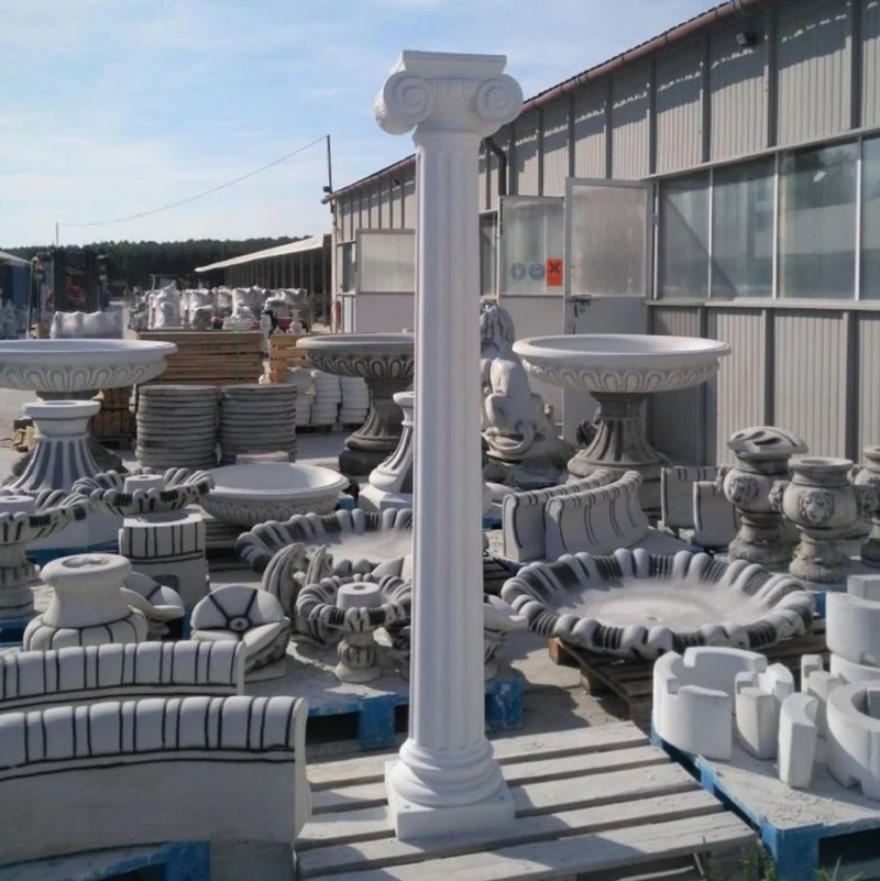Casa Padrino Barock Säule Grau H. 260 cm - Riesige Gartensäule im Barockstil - Gartendeko Stein Säule - Barock Garten & Terrassen Deko Accessoires