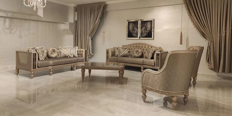 Casa Padrino Luxus Barock Sofa Gold / Grau / Gold - Prunkvolles Wohnzimmer Sofa - Barockstil Wohnzimmer Möbel - Luxus Möbel im Barockstil - Barock Einrichtung - Edel & Prunkvoll