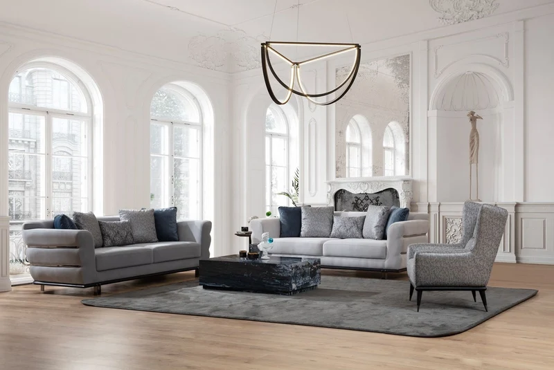Casa Padrino Luxus Sofa Grau / Schwarz 230 x 102 x H. 88 cm - Wohnzimmer Sofa - Hotel Sofa - Wohnzimmer Möbel - Wohnzimmer Einrichtung - Hotel Möbel - Luxus Möbel - Luxus Einrichtung