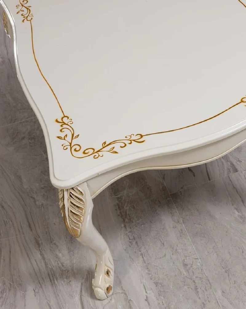 Casa Padrino Luxus Barock Couchtisch Weiß / Gold - Handgefertigter Barockstil Wohnzimmertisch - Luxus Möbel im Barockstil - Barockstil Wohnzimmer Möbel - Barock Einrichtung - Barock Möbel