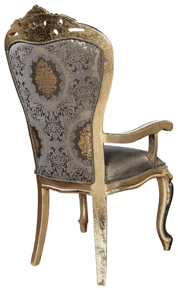 Casa Padrino Luxus Barock Esszimmer Stuhl 6er Set Lila / Antik Gold / Schwarz - Handgefertigte Barockstil Küchen Stühle - Luxus Barockstil Esszimmer Möbel - Barock Esszimmer Möbel