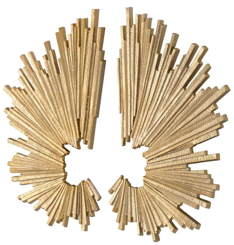 Casa Padrino Luxus Wanddeko Set Gold 55 x 7,5 x H. 75 cm - Wohnzimmer Deko - Hotel Deko - Deko Accessoires - Luxus Möbel - Luxus Kollektion