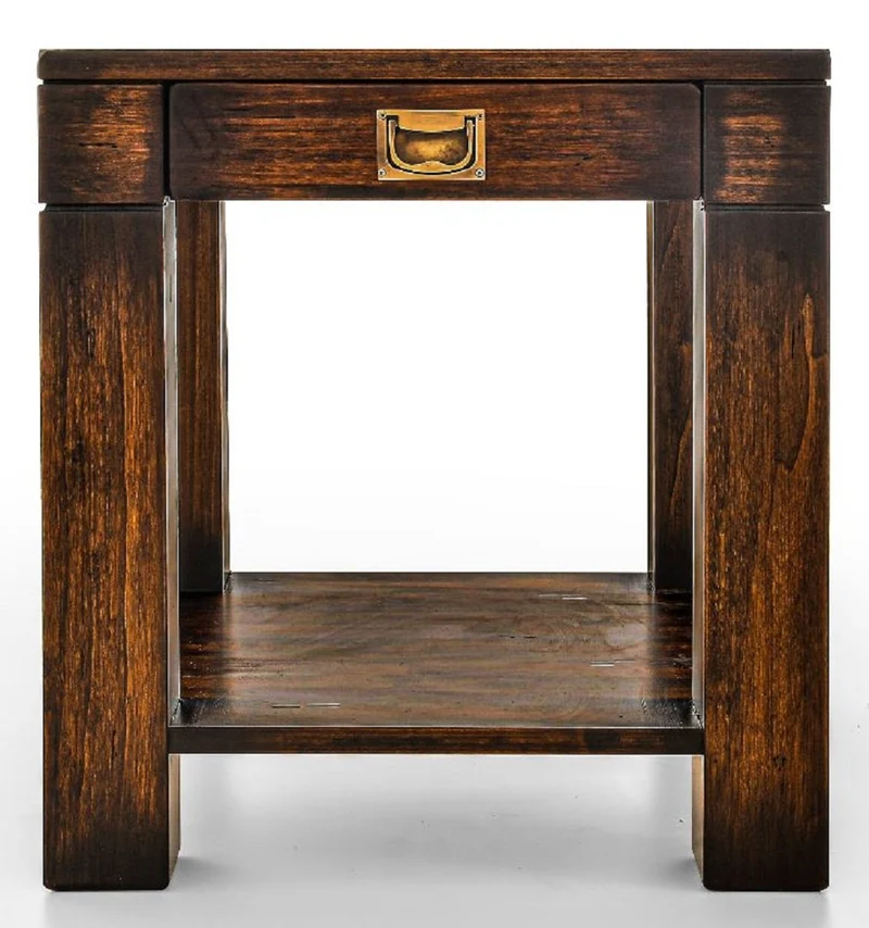 Casa Padrino Luxus Vintage Stil Beistelltisch Braun 50 x 50 x H. 55 cm - Quadratischer Nachttisch mit Schublade - Wohnzimmer Möbel - Schlafzimmer Möbel - Luxus Vintage Stil Möbel