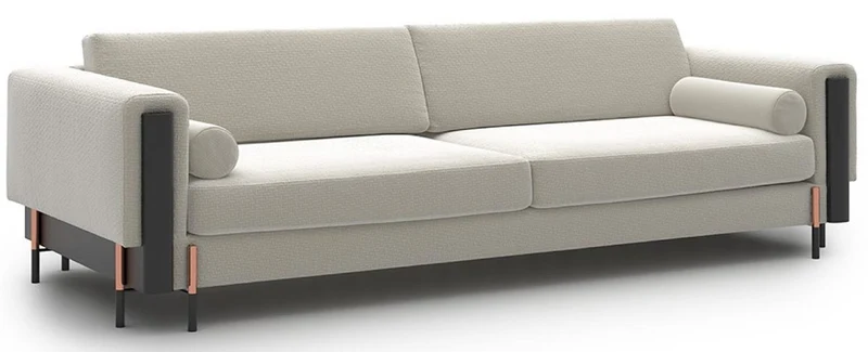 Casa Padrino Luxus Sofa Cremeweiß / Matt Schwarz / Kupfer 220 x 107 x H. 78 cm - Wohnzimmer Sofa - Hotel Sofa - Wohnzimmer Möbel - Hotel Möbel - Luxus Möbel - Luxus Einrichtung