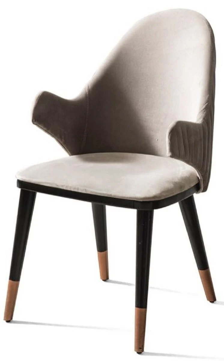 Casa Padrino Luxus Esszimmerstuhl 6er Set mit Armlehnen Grau / Schwarz / Kupfer 52 x 52 x H. 88 cm - Esszimmer Möbel - Restaurant Möbel - Esszimmer Einrichtung - Luxus Möbel - Luxus Einrichtung