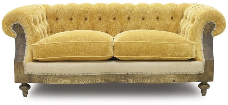 Casa Padrino Luxus Chesterfield Sofa Gelb / Beige / Braun 215 x 100 x H. 72 cm - Wohnzimmer Sofa - Hotel Sofa - Wohnzimmer Möbel - Chesterfield Möbel - Luxus Möbel - Luxus Einrichtung