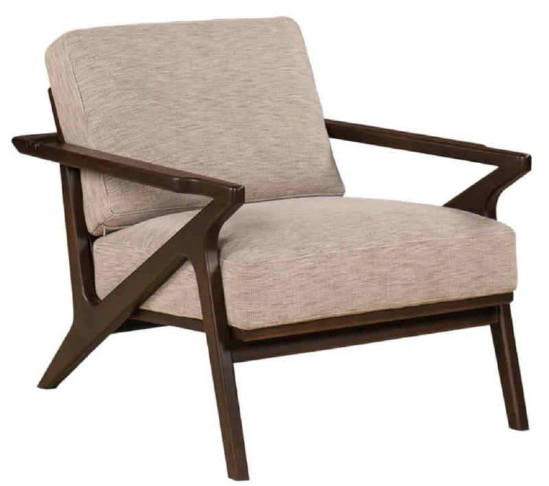 Casa Padrino Luxus Sessel Beige / Dunkelbraun 80 x 70 x H. 100 cm - Wohnzimmer Sessel - Hotel Sessel - Wohnzimmer Möbel - Hotel Möbel - Luxus Möbel - Luxus Wohnzimmer Einrichtung