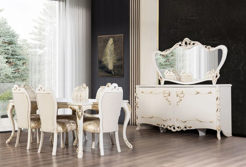 Casa Padrino Luxus Barock Esszimmer Stuhl 6er Set Weiß / Gold - Prunkvolle Barockstil Küchen Stühle - Barockstil Möbel - Luxus Esszimmer Möbel im Barockstil - Barock Esszimmer Möbel