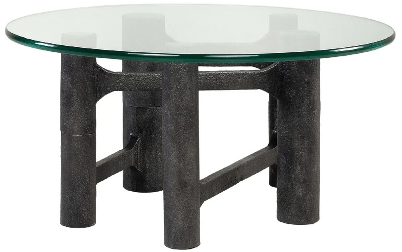 Casa Padrino Luxus Couchtisch Antik Schwarz Ø 75 x H. 35,5 cm - Runder Aluminium Wohnzimmertisch mit Glasplatte - Wohnzimmer Möbel - Luxus Möbel - Luxus Einrichtung
