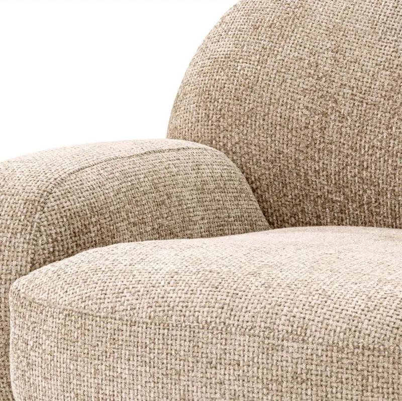 Casa Padrino Luxus Drehsessel Sandfarben / Messing 95 x 90 x H. 70 cm - Wohnzimmer Sessel - Hotel Sessel - Wohnzimmer Möbel - Hotel Möbel - Luxus Möbel - Luxus Qualität