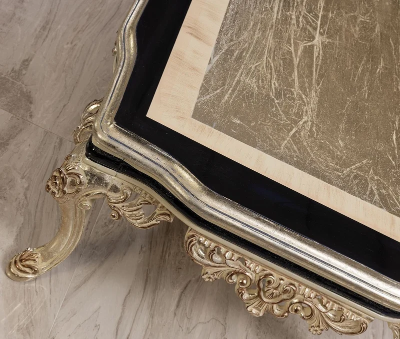 Casa Padrino Luxus Barock Couchtisch Antik Gold / Creme / Schwarz - Rechteckiger Barockstil Wohnzimmertisch - Barockstil Wohnzimmer Möbel - Barock Möbel - Luxus Möbel im Barockstil
