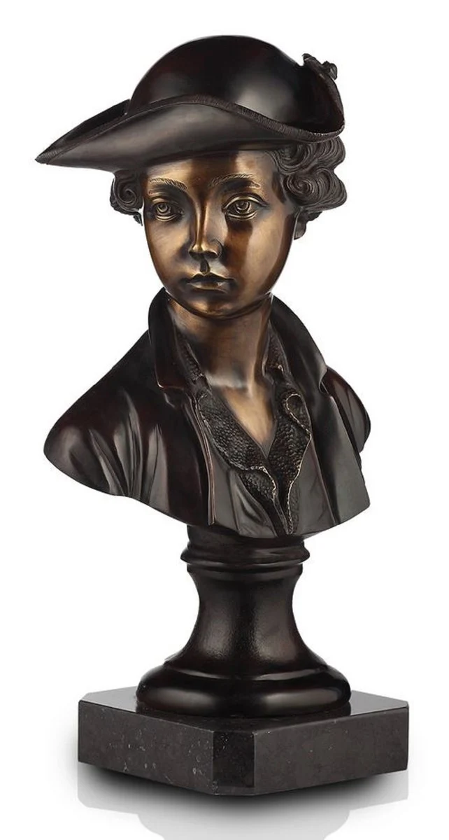 Casa Padrino Luxus Jugendstil Damen Büsten Set Bronze mit Patina / Schwarz H. 55 cm - Handgefertigte Bronze Deko Skulpturen mit Marmorsockel - Luxus Qualität - Made in Italy