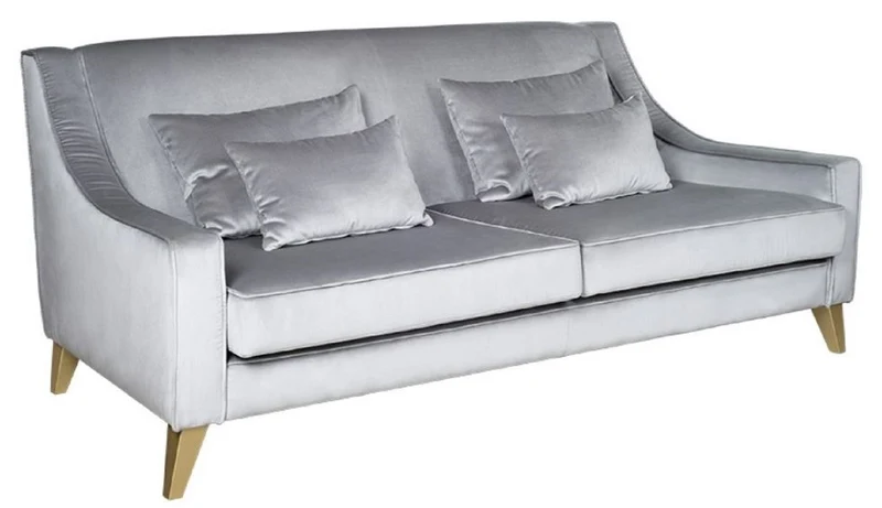 Casa Padrino Luxus Neoklassik Sofa Silber / Gold 202 x 94 x H. 85 cm - Wohnzimmer Sofa - Hotel Sofa - Wohnzimmer Möbel - Hotel Möbel - Luxus Möbel - Neoklassik Möbel